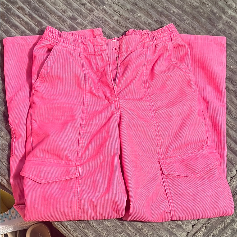 Topshop Pink Elastic Waist Cargo Pants